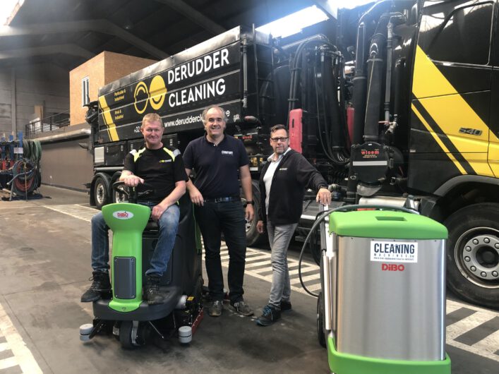 Cleaning Machines – Zulte leverde recent de DIBO  IBH-L 220/30 &  DIBO CT 110 ride-on schrobzuigmachine aan de Derudder Cleaning te Deerlijk